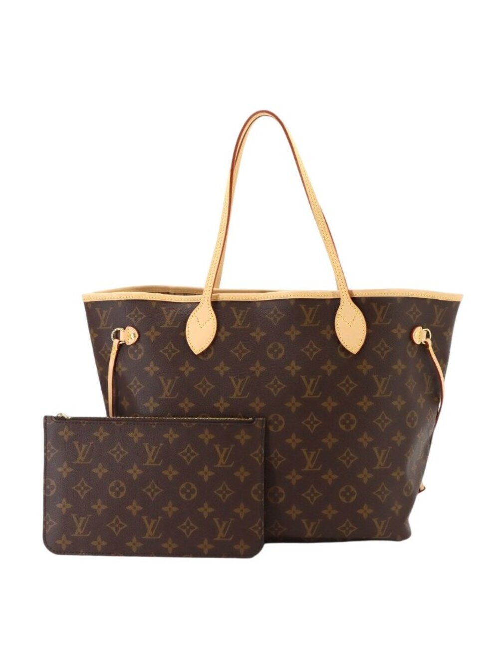 Louis Vuitton Monogram Neverfull MM Tote Bag Brown Rose Beige
